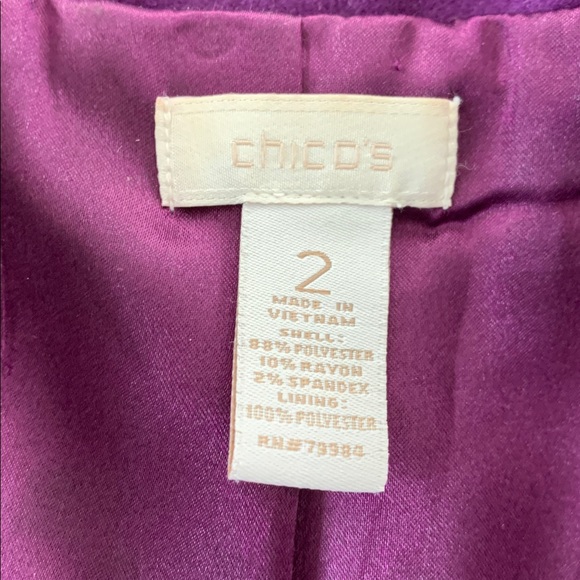 Chico’s Plum Soft Fleece Open Front Jacket - Picture 7 of 9